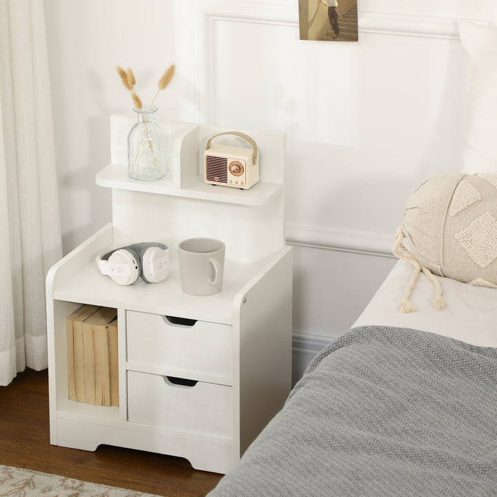 HOMCOM Bedside Table with 2 Drawers and Storage Shelves