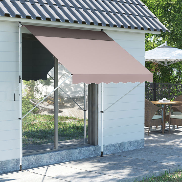 2x1.5m Garden Patio Manual Awning Canopy Sun Shade Shelter Adjustable Aluminium Frame Awning Beige