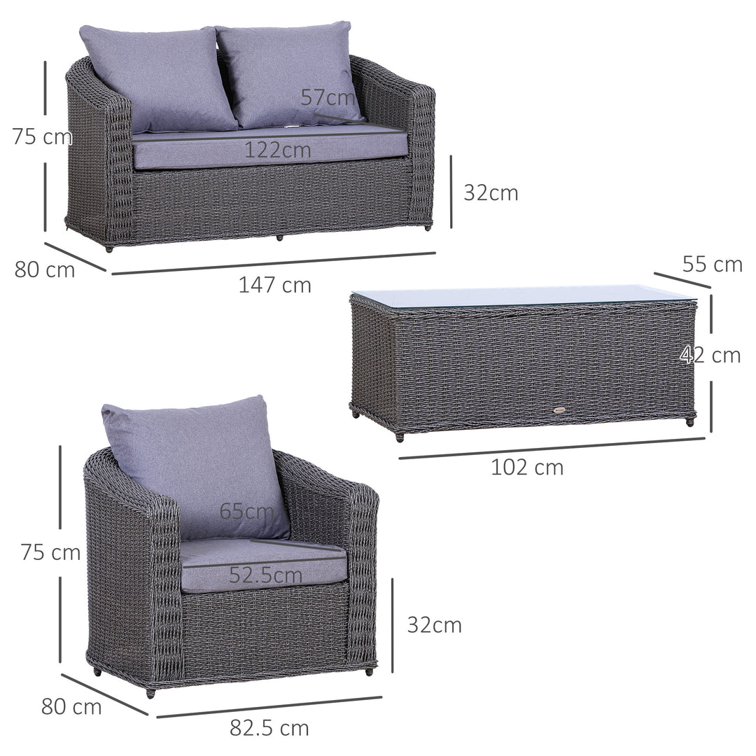 Rattan Garden Furniture Set 4-seater Sofa Set Coffee Table Single Chair Bench Aluminium Frame Fully-assembly