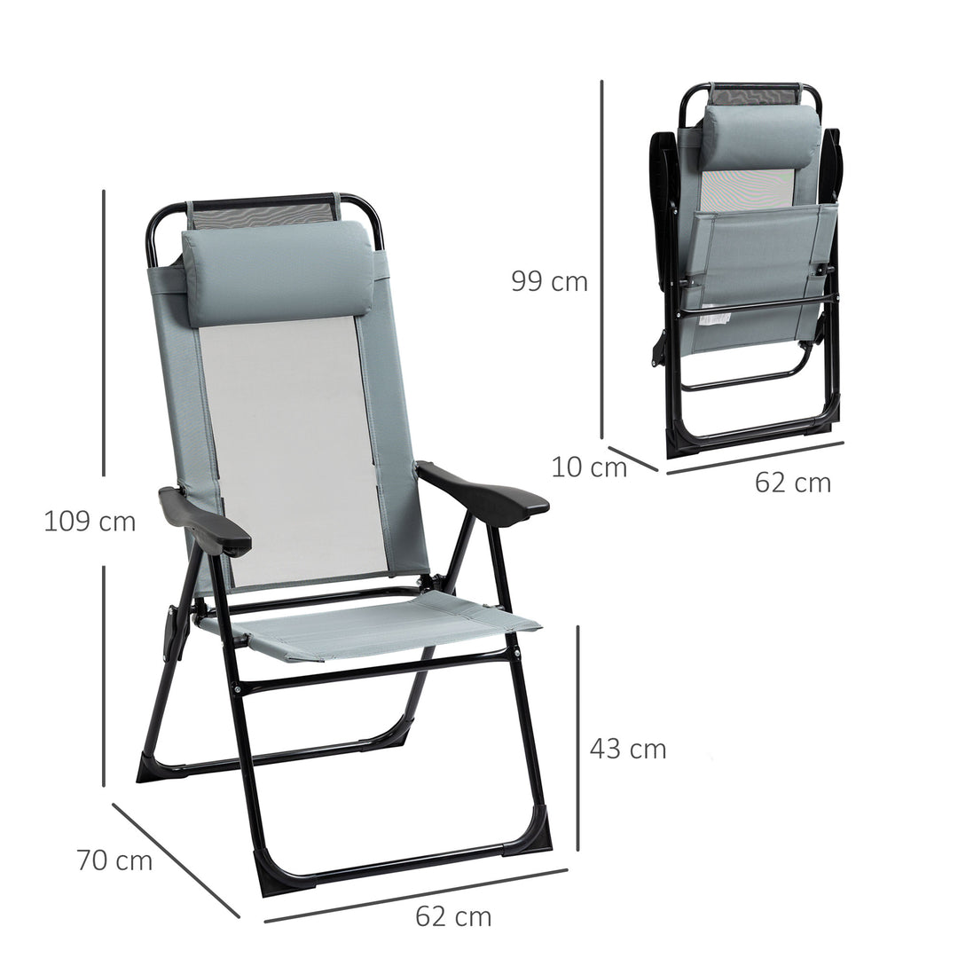 Set of 2 Portable Folding Recliner Chair Outdoor Patio Chaise Lounge Chair with Adjustable Backrest