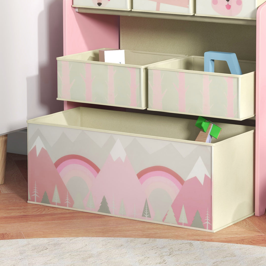 Children's Toy Storage Unit with 6 Fabric Bins