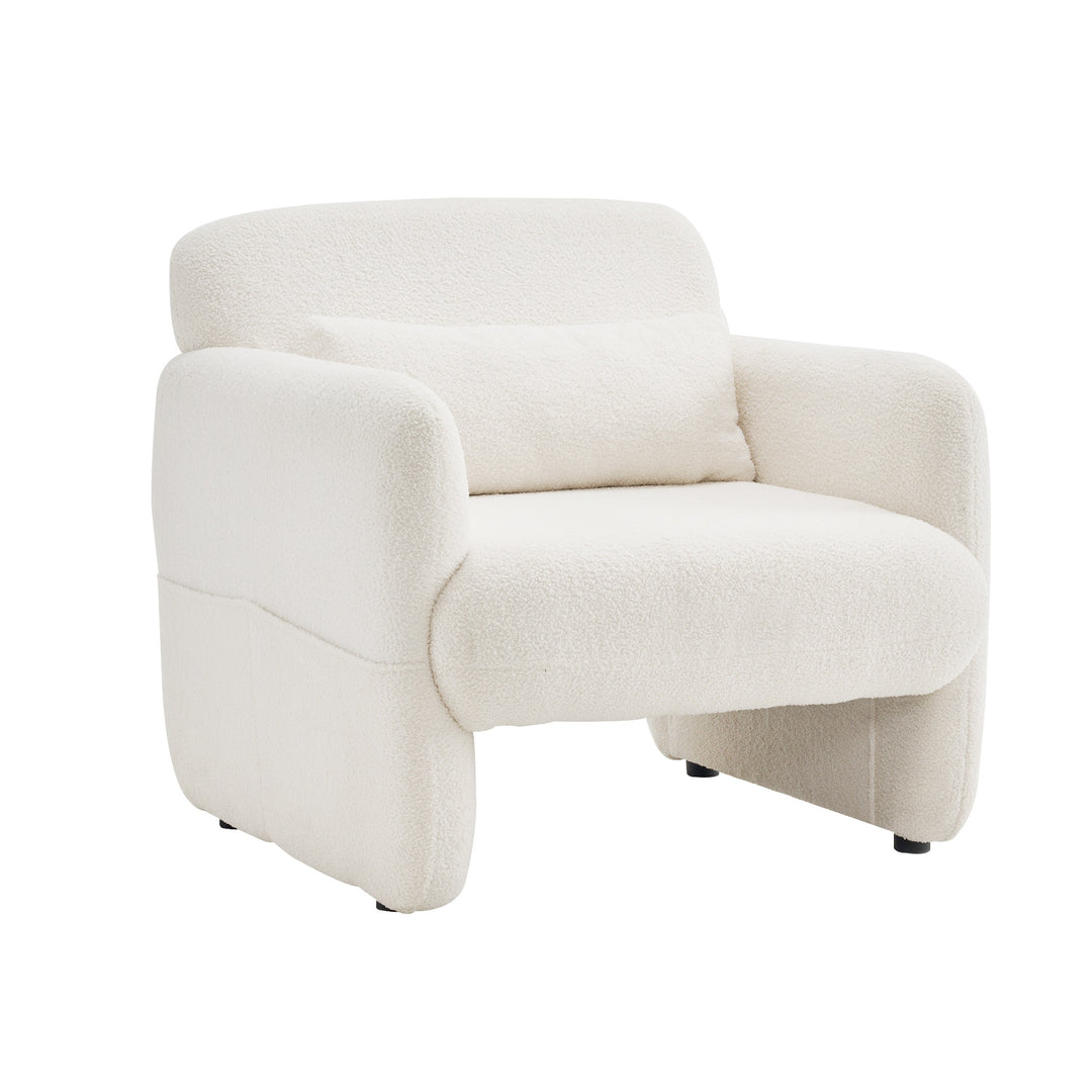 Upholstered Sherpa Modern Accent Armchair with Solid Wood Frame