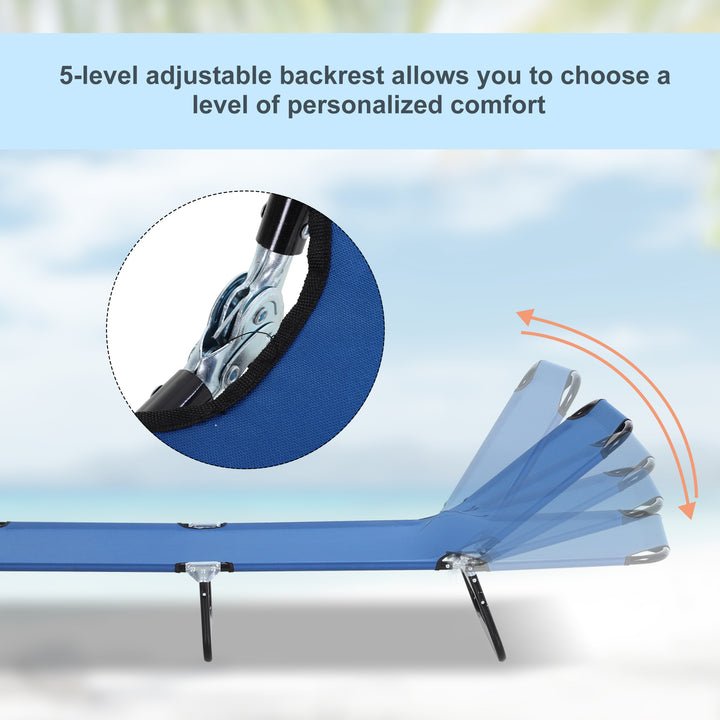 Folding Sun Lounger: Adjustable 5-Position Backrest