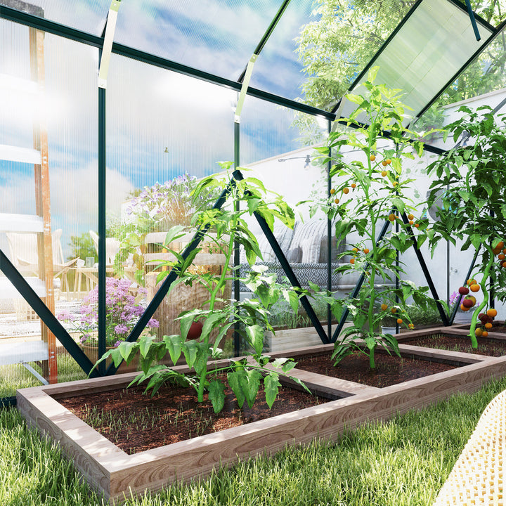 Aluminium Greenhouse Polycarbonate Walk-in Garden Greenhouse Kit with Adjustable Roof Vent