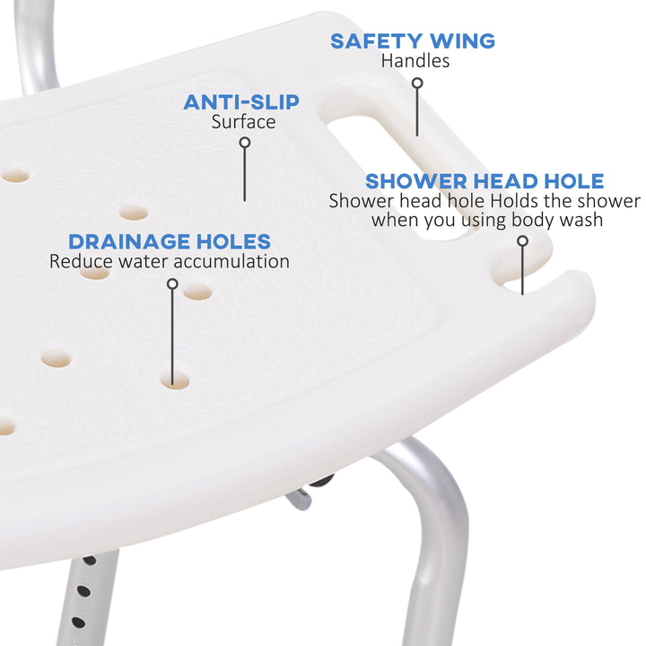 HOMCOM Adjustable Bath Perch: Secure Shower Stool for Elderly Care, Bathroom Safety Aid Aosom UK