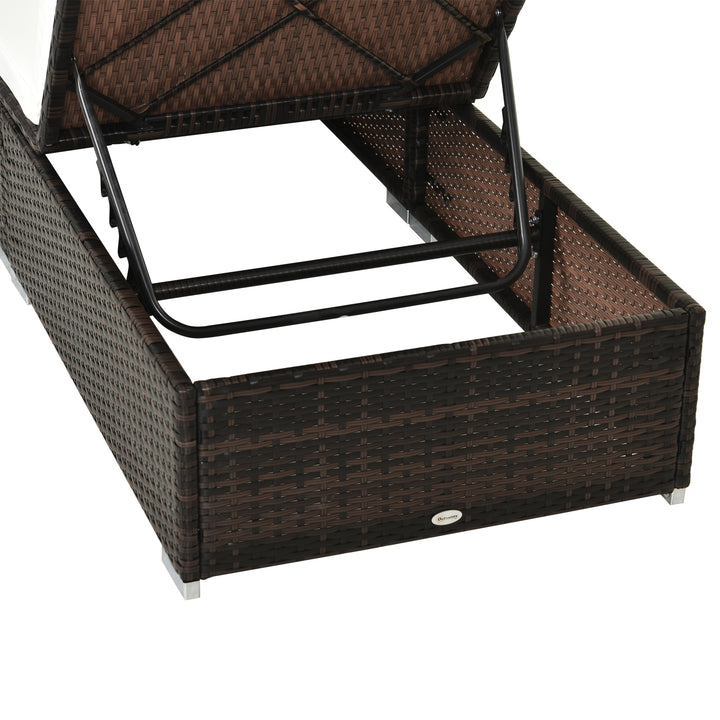 Rattan Recliner Lounger Garden Furniture Sun Lounger Recliner Bed Chair Reclining Patio Wicker Brown