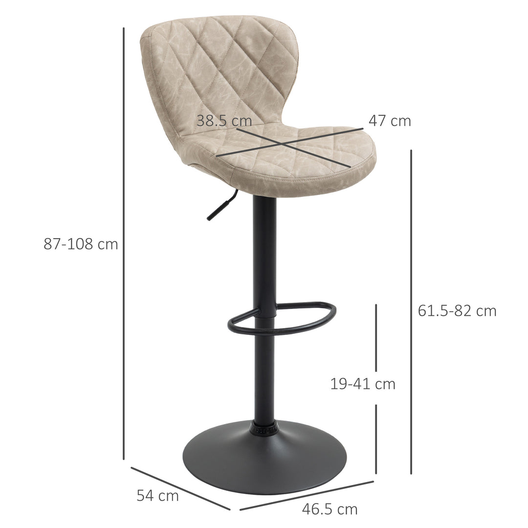 Swivel Bar Chair: Diamond Pattern PU Seat with Backrest & Footrest