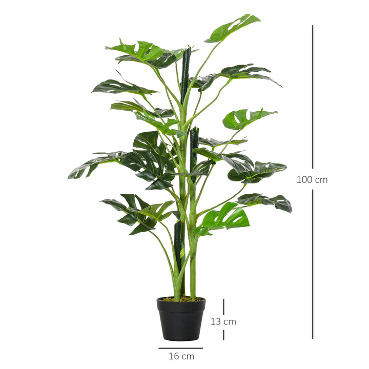 Artificial Monstera Delight: Lifelike Cheese Plant w/ 21 Lush Leaves