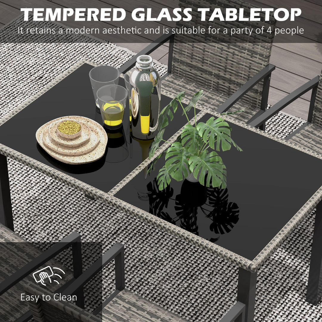 Outdoor Dining Set 5 Pieces Patio Conservatory with Tempered Glass Tabletop