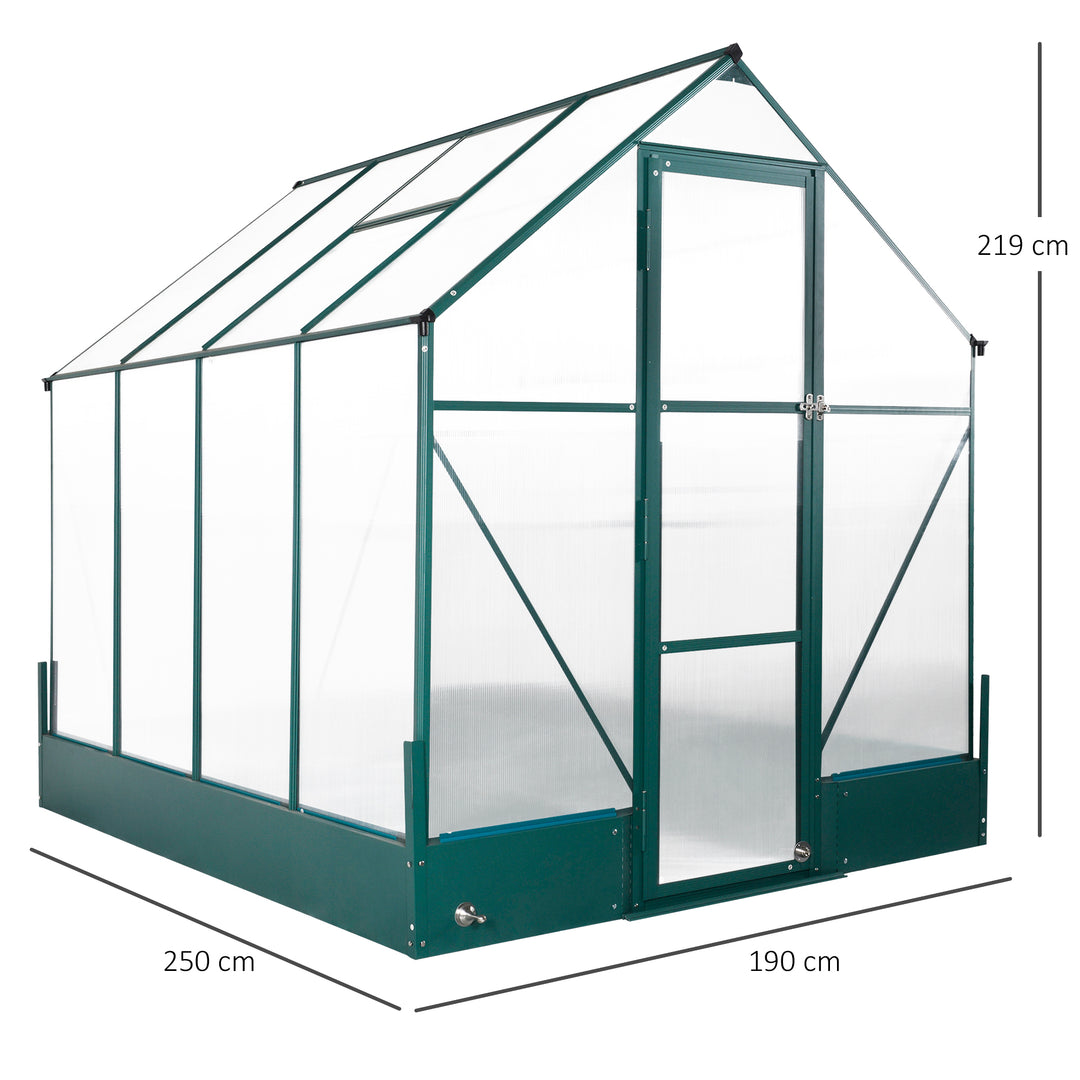 Garden Walk-in Aluminium Greenhouse Polycarbonate with Plant Bed