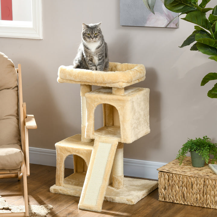 Deluxe Cat Activity Centre: Sisal Rest & Play with 2 Cosy Houses