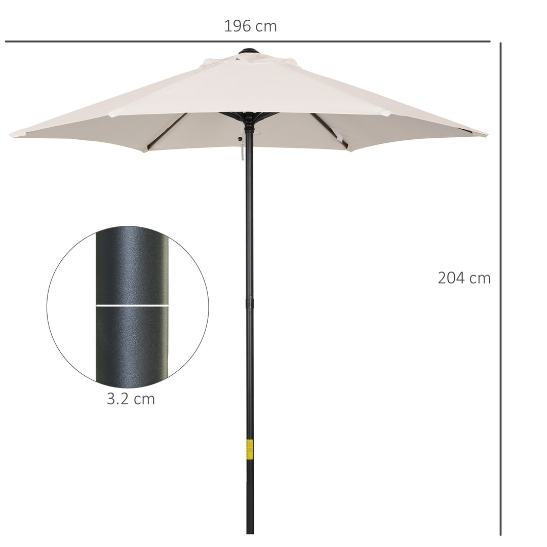 Cream Patio Parasol: 6-Rib Outdoor Sun Shade for Balcony & Garden