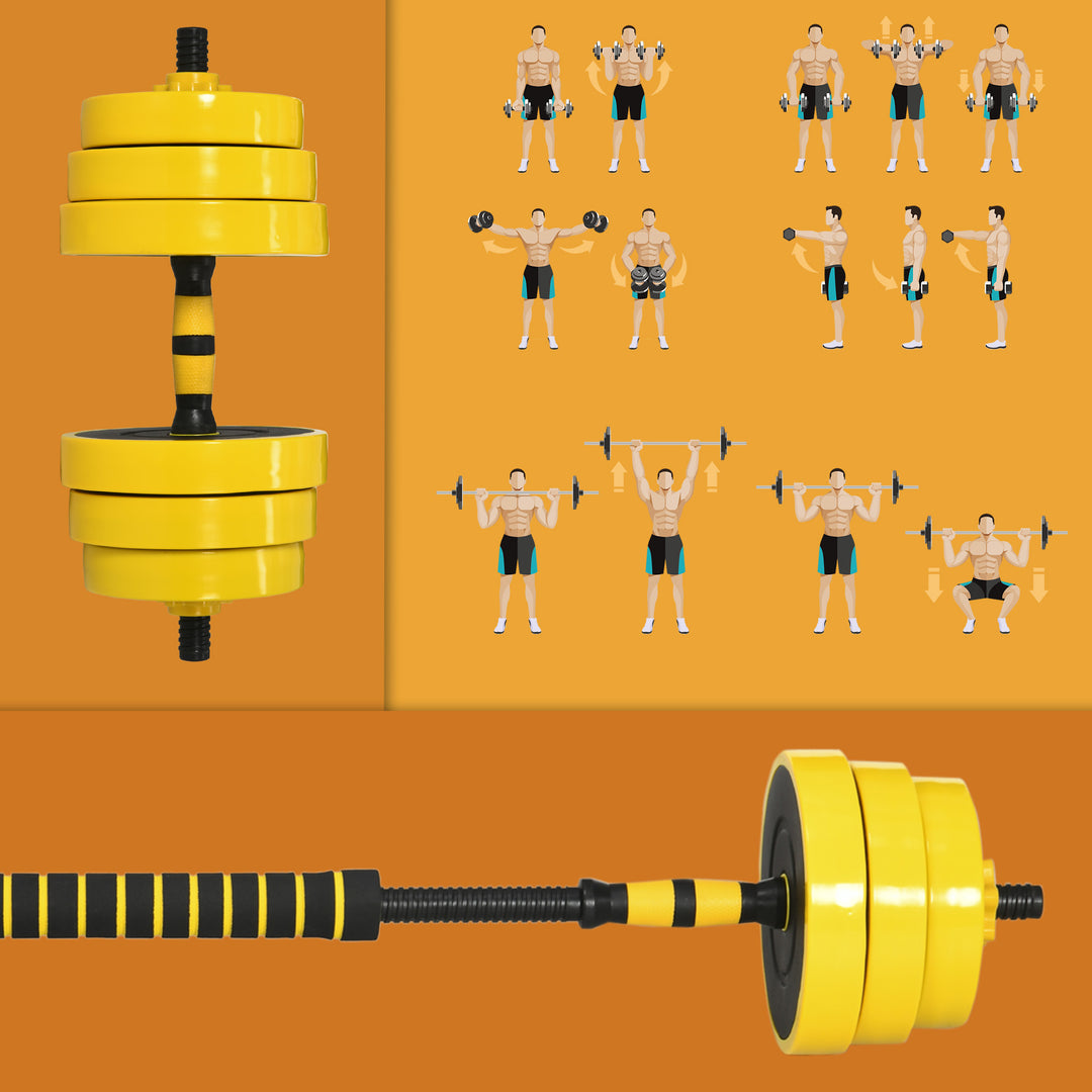 Adjustable Dumbbell Set: 30kg Weight Plates with Bar Clamps & Rod