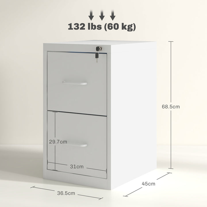 Two-Drawer Modern Steel Filing Cabinet with Central-Locking Mechanism