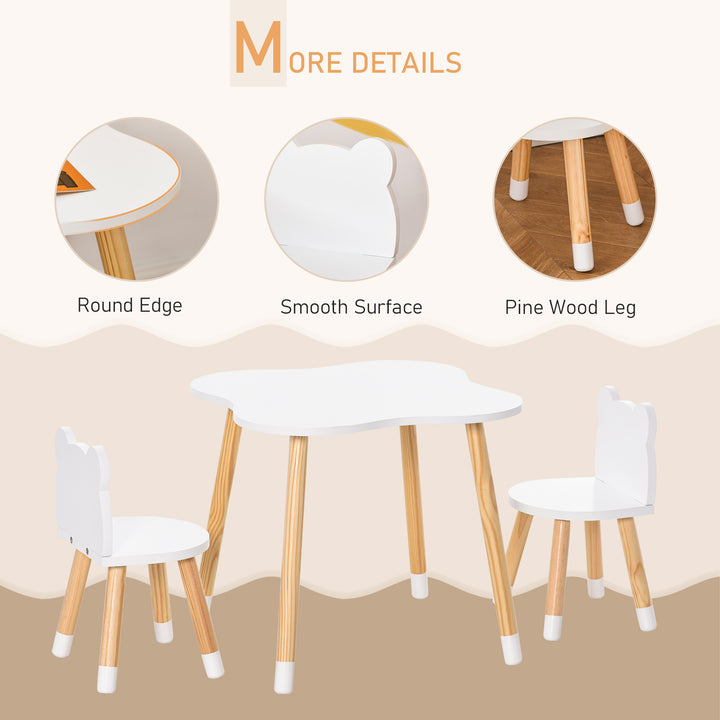 3 Piece Kids Table and Chair Set with 2 Bear-shaped Chairs