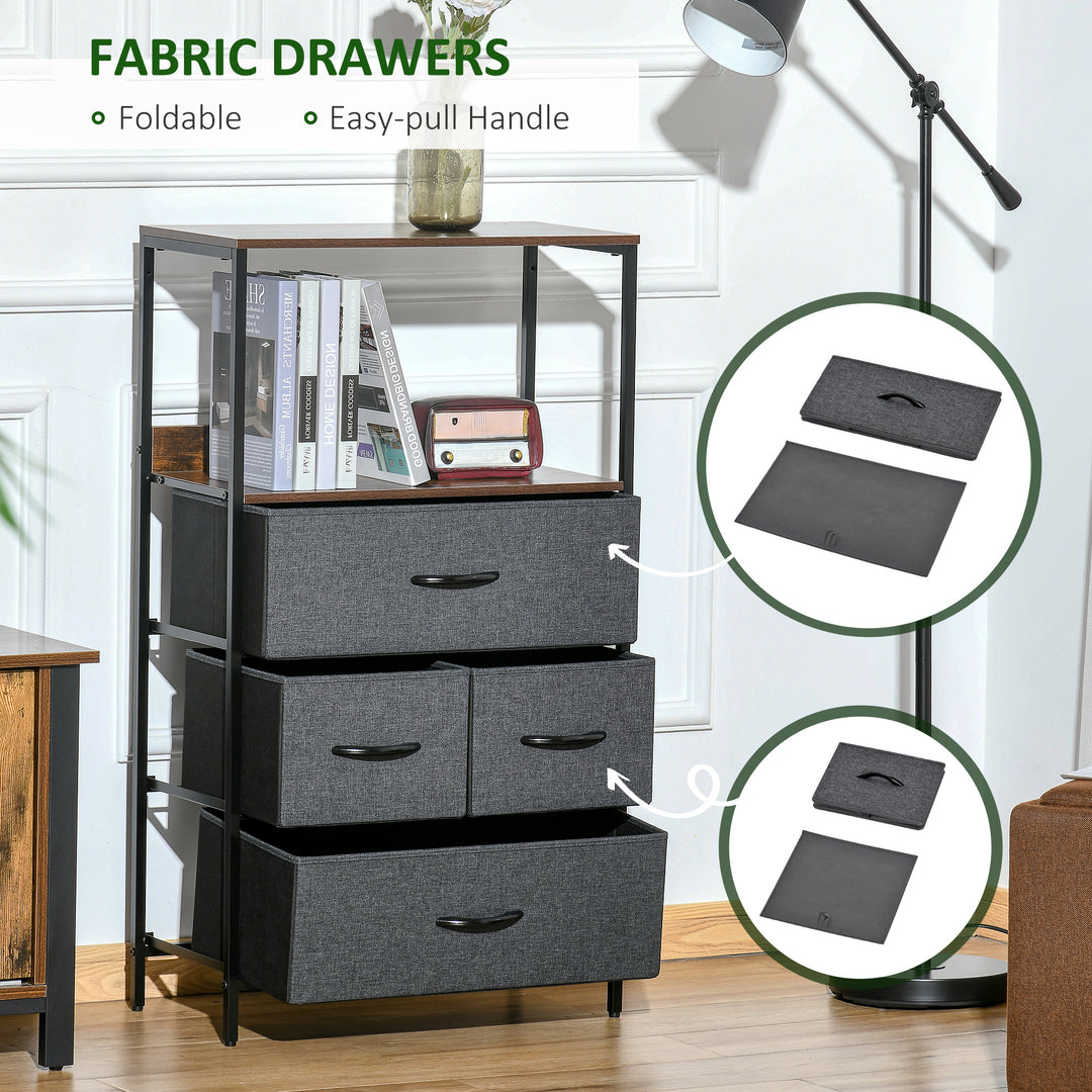 Bedroom Storage Unit with 4 Fabric Drawers