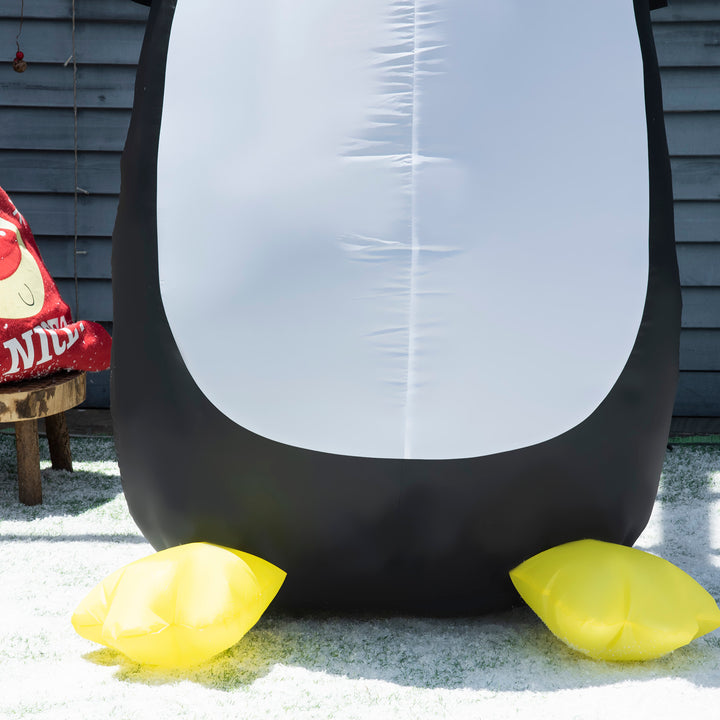 243cm Inflatable Penguin Holding Merry Christmas Banner Holiday Yard Decoration with LED Lights