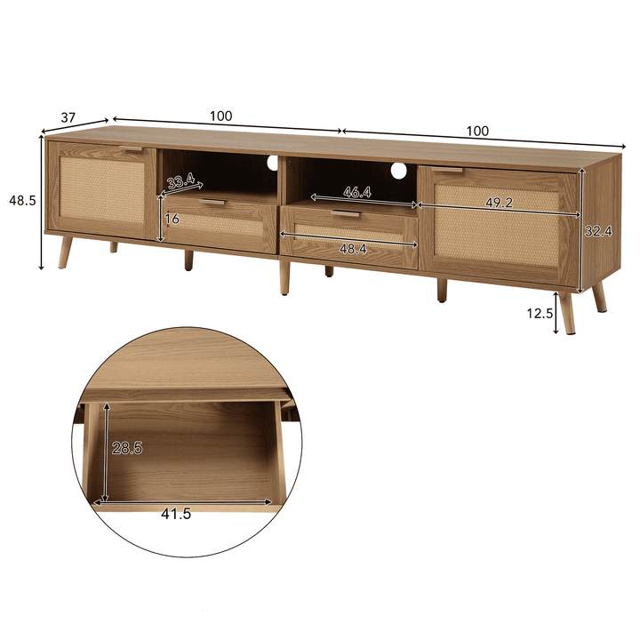 Modern TV Stand with 4 Storage Cabinets & Open Shelves