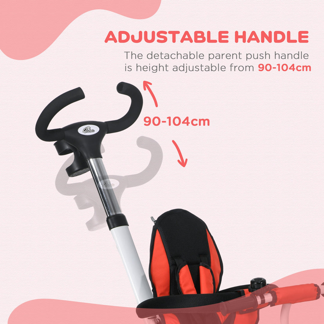 Metal Frame 4 in 1 Baby Push Tricycle with Parent Handle for 1-5 Years Old