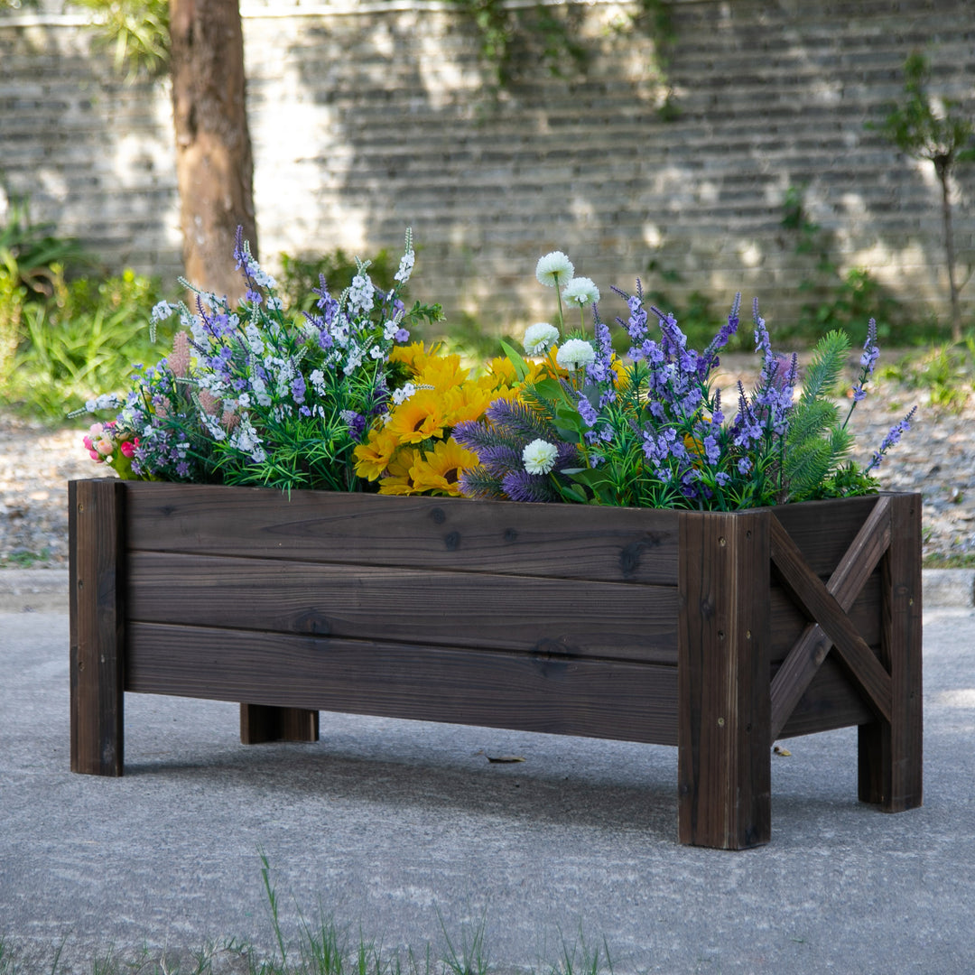 Garden Raised Bed Planter Grow Containers for Outdoor Patio Plant Flower Vegetable Pot Fir Wood