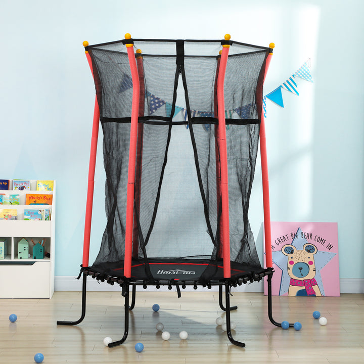 Kids Trampoline Mini Bouncer with Enclosure Safety Net For Ages 3-10 Years - Red