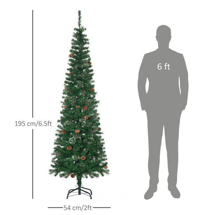 6.5' Tall Slim Christmas Tree Artificial with Realistic Branches