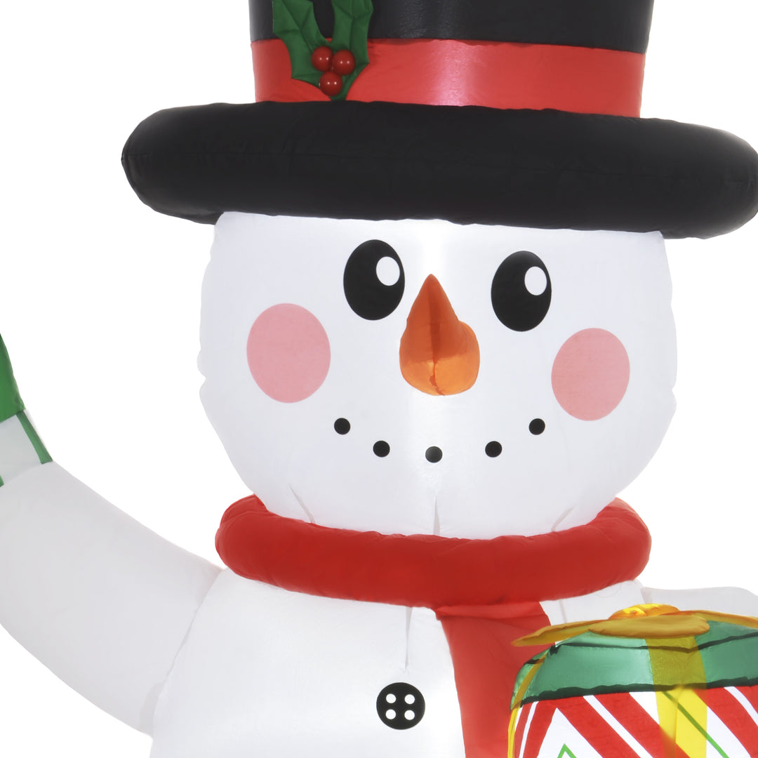 6FT Inflatable Snowman with Candy Cane and Gift Box