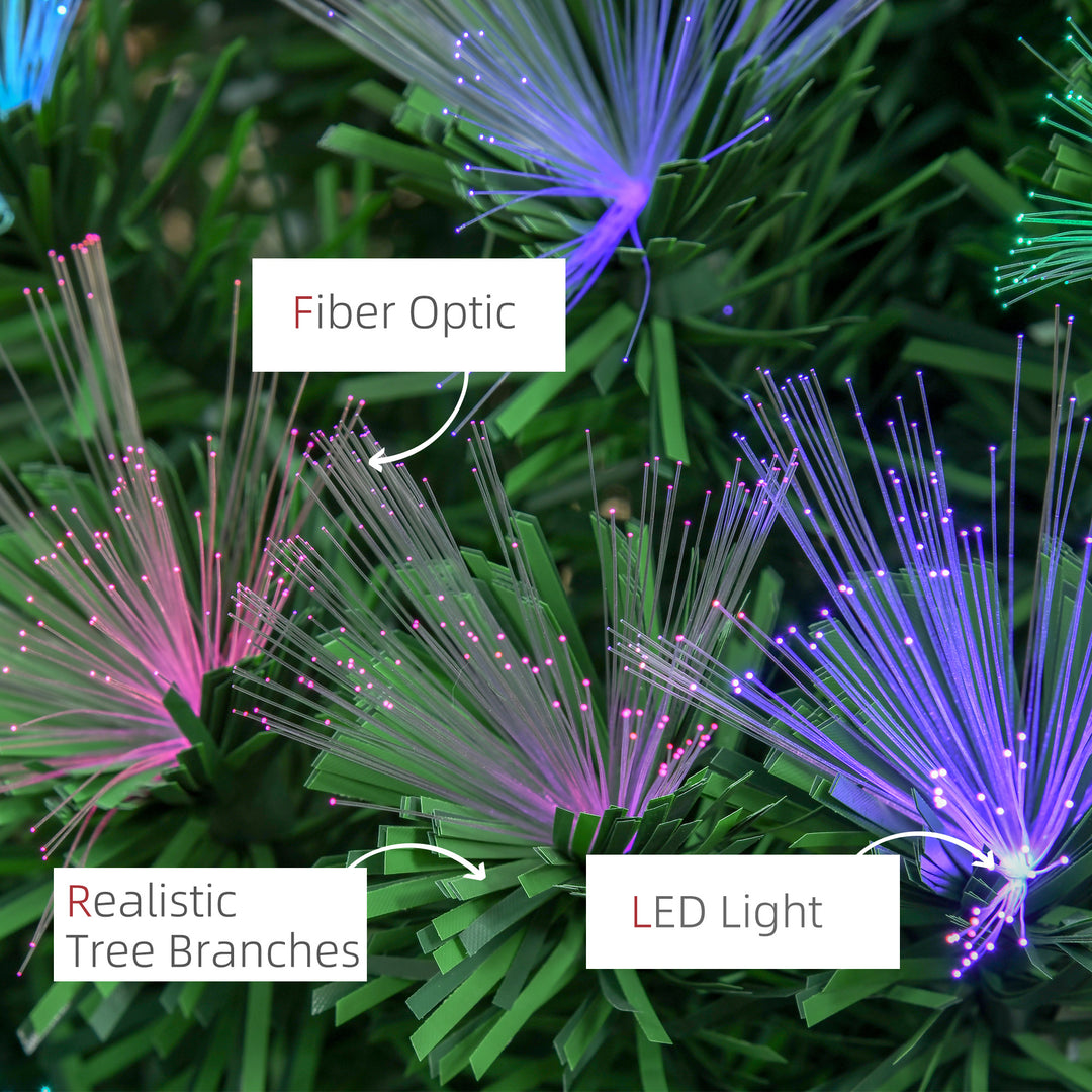 6ft Tall Artificial Tree Fiber Optic Colorful LED Pre-Lit Holiday Home Christmas Decoration with Flash Mode - Green