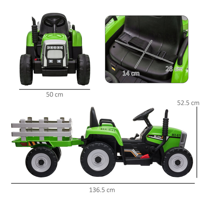 Electric Ride on Tractor w/ Detachable Trailer