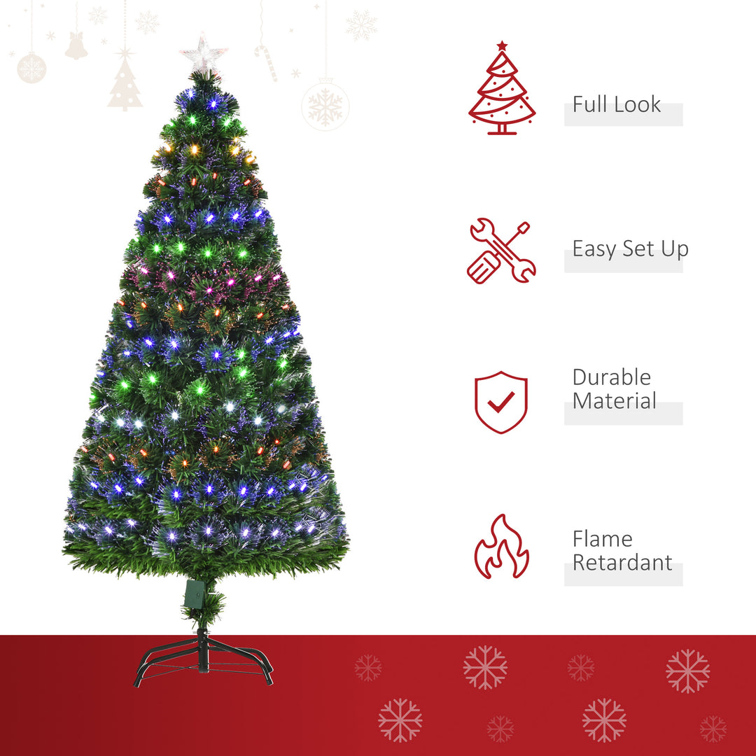 5ft Pre-Lit Fiber Optic Christmas Tree w/ Star Tree Topper