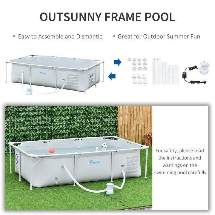 Steel Frame Pool with Filter Pump and Filter Cartridge Rust Resistant Above Ground Pool with Reinforced Sidewalls