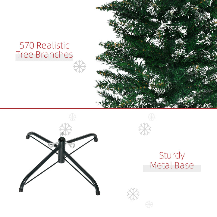 6.5FT Artificial Snow Dipped Christmas Tree Xmas Pencil Tree Holiday Home Indoor Decoration with Foldable Black Stand