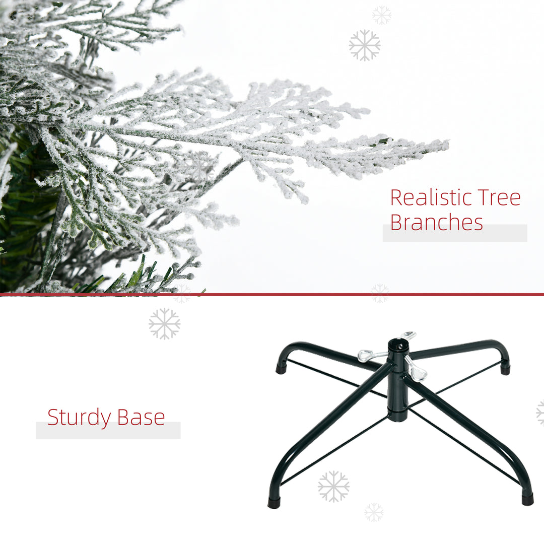 Pencil Snow Flocked Artificial Christmas Tree with Realistic Cypress Branches