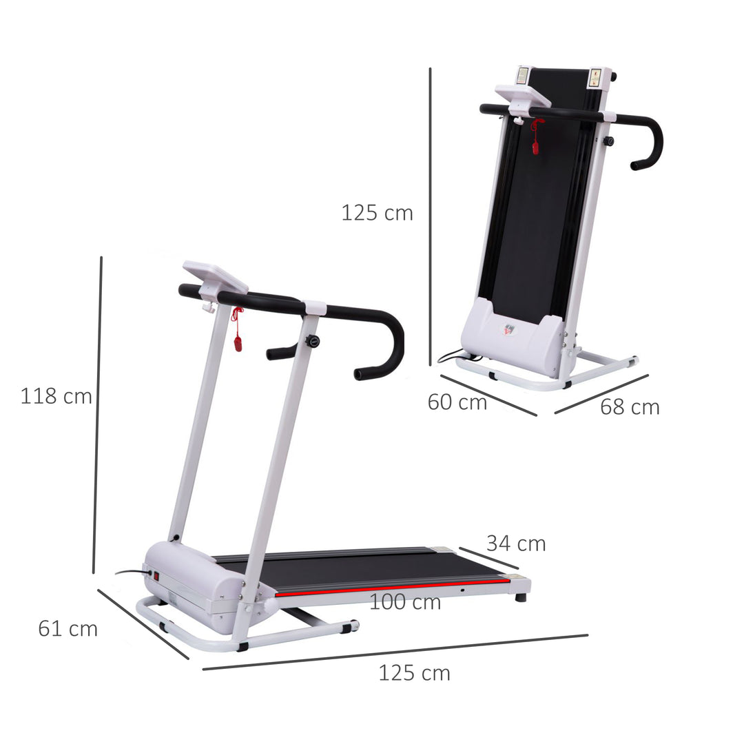 Steel Folding Motorized Home Treadmill w/ LCD Monitor White