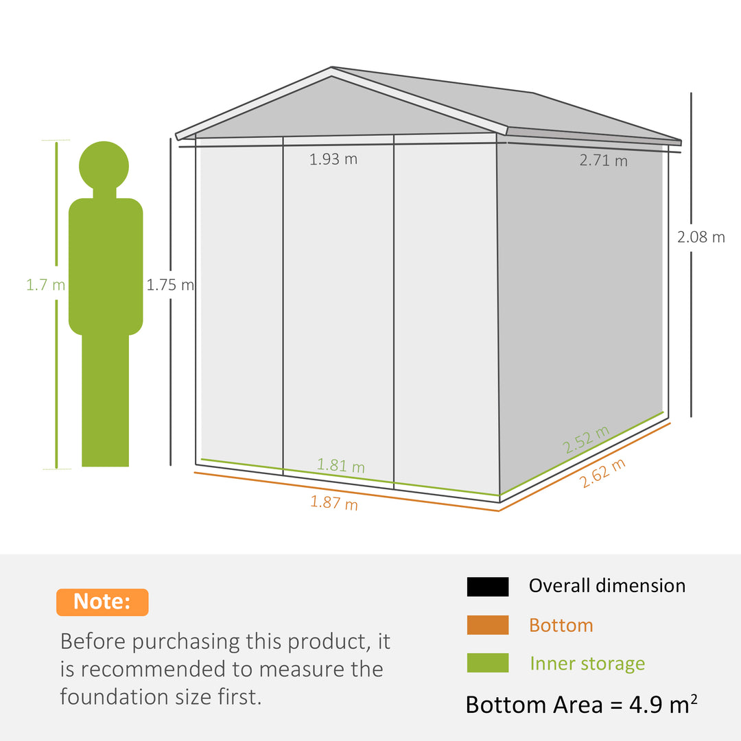 9FT x 6FT Galvanized Metal Garden Shed