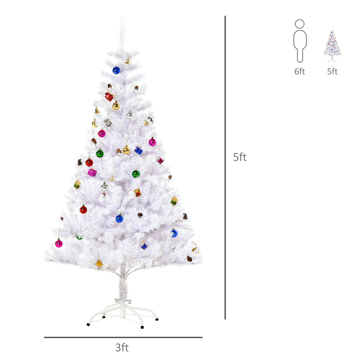 4.9ft Artificial Christmas Tree Holiday Home Decoration with Xmas Ornaments and Metal Stand