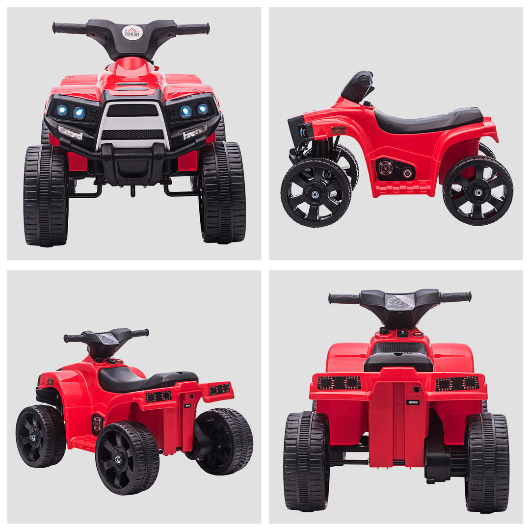 6 V Kids Ride on Cars Quad Bike Electric ATV Toy for Toddlers w/ Headlights Battery Powered for 18-36 months Black+Red