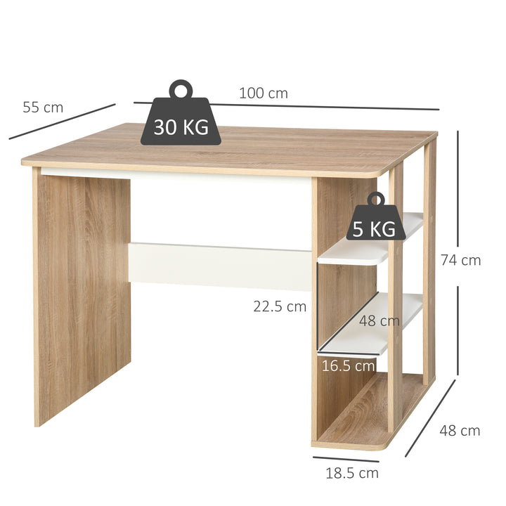 Office Table with 3-Tier Storage Shelf