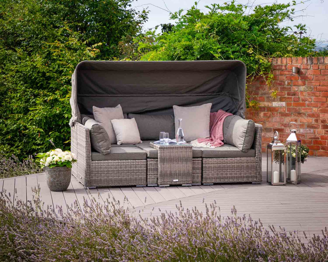 Rattan Garden Cabana Day Bed in Grey - Rattan Direct