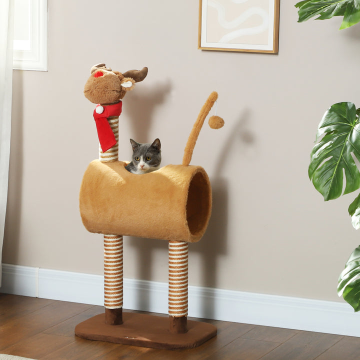 98cm Deer Themed Cat Tree with Scratching Posts