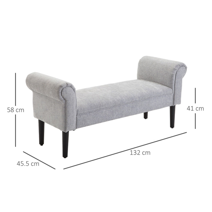 Chaise Lounge Sofa - Light Grey Ottoman Bench