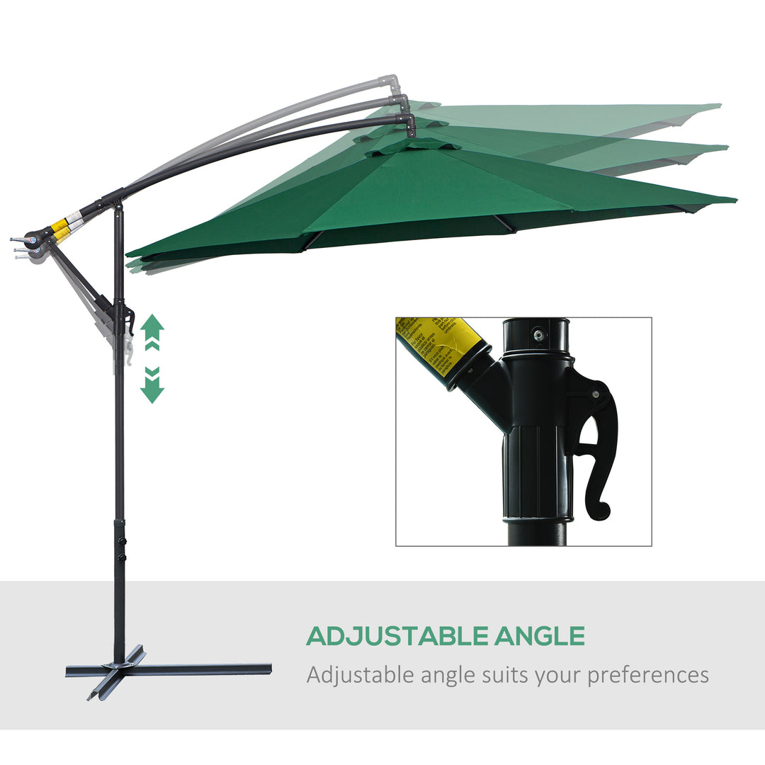 Waterproof Banana Cantilever Parasol: 3m Hanging Umbrella with Crank & Cross Base