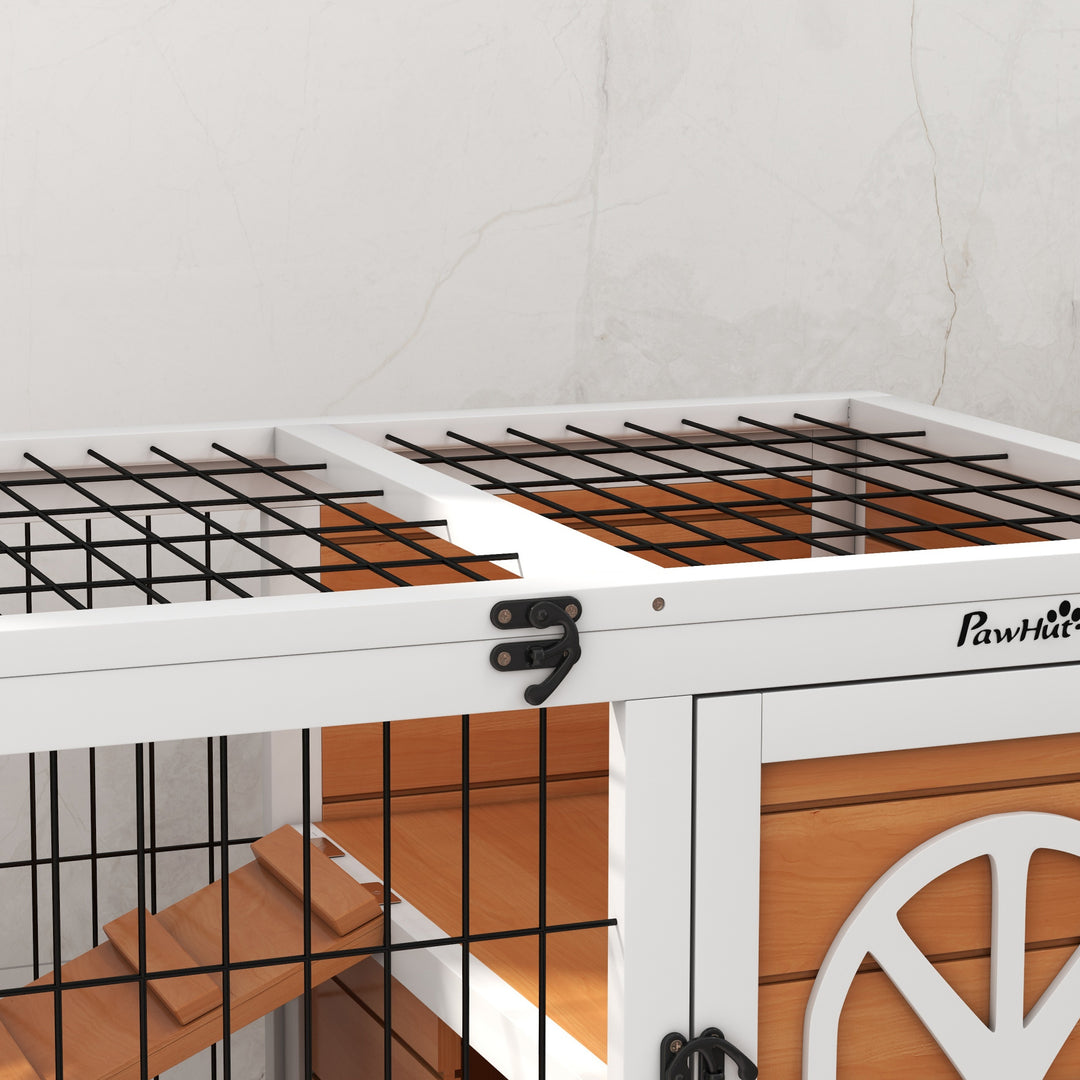 Rabbit Hutch: Wooden Cage with Removable Tray & Openable Roof