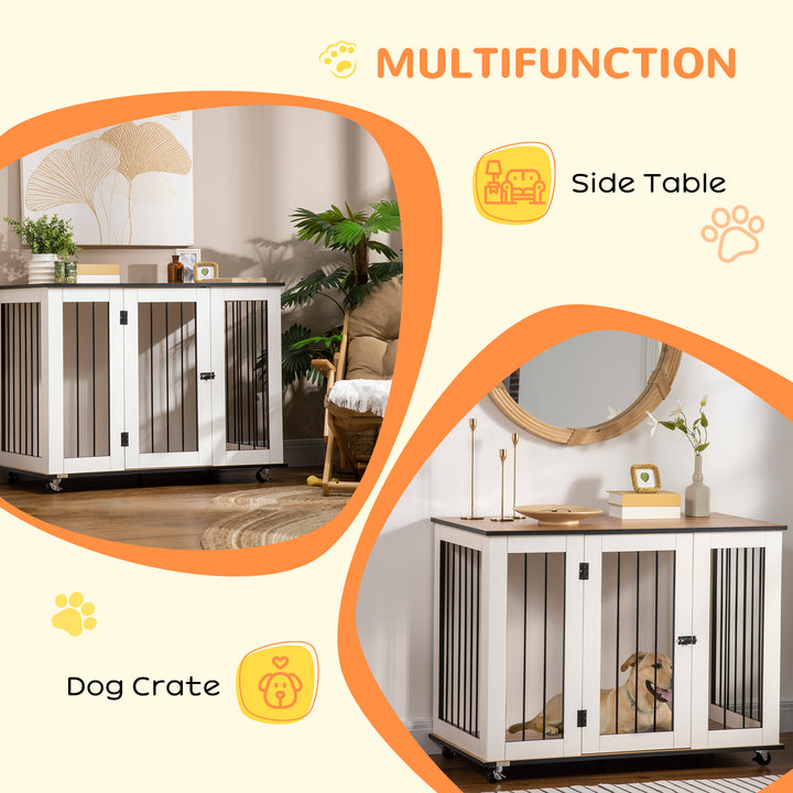 Dog Cage End Table with Five Wheels