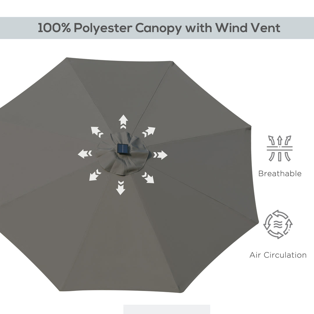 Waterproof Patio Parasol with LED Lights