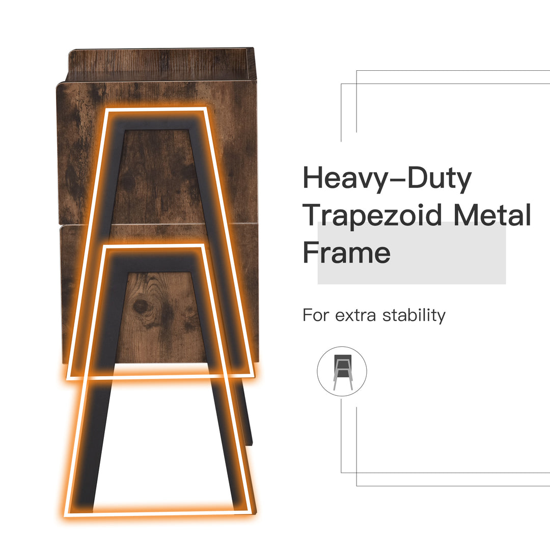 HOMCOM Set Of 2 Industrial Stacking Side Tables