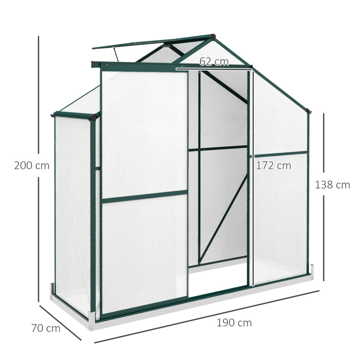 6 x 2.5ft Polycarbonate Greenhouse Walk-In Green House with Rain Gutter