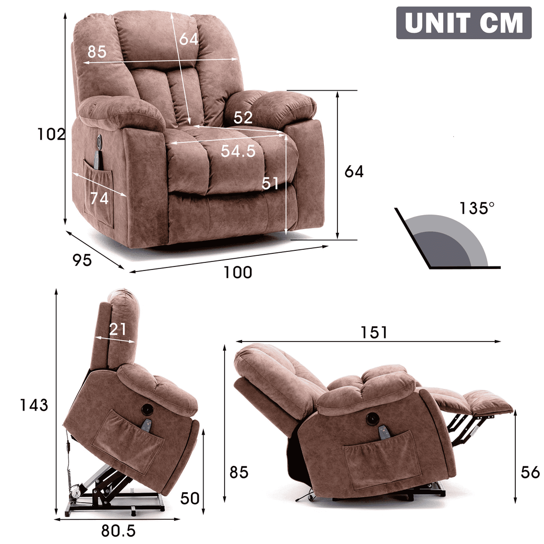 Power Massage Lift Recliner Chair with Heat & Vibration