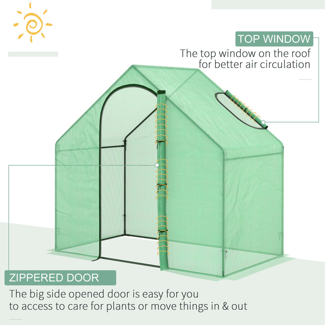 Walk in Greenhouse Garden Grow House with Roll Up Door and Window