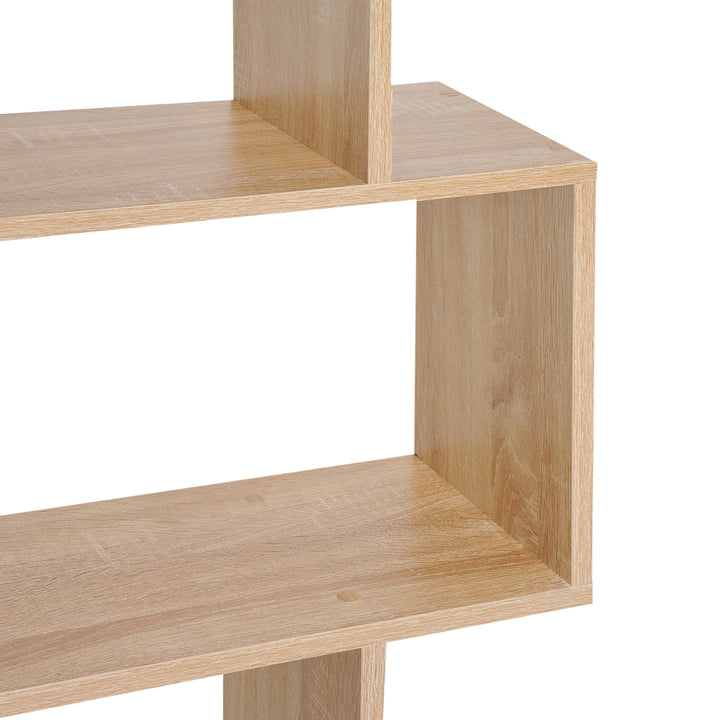 Serpentine Shelf: Oakwood Room Divider with 6 Shelves